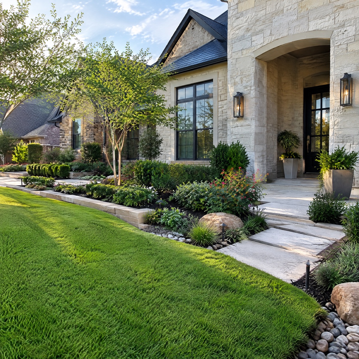 Front yard landscape design inspiration in Dallas